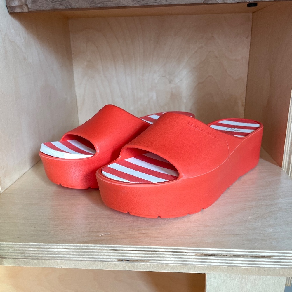 NWT Lemon Jelly Teela Platform Sandals - Orange with striped footbed